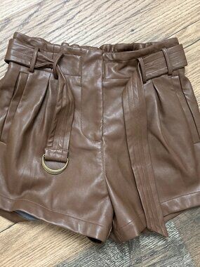 NWT Heartloom Anina Buttery Faux Leather Shorts Size Large In Brown Sz S